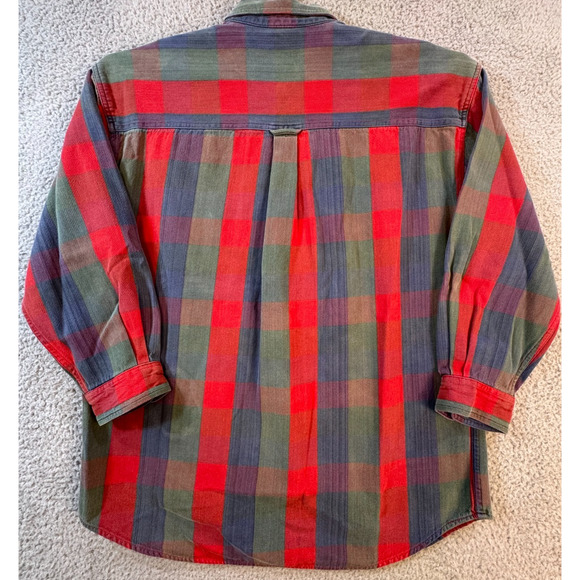 Specialty Collection Mens Large Plaid Button Down Shirt Red Blue Green - Picture 4 of 12